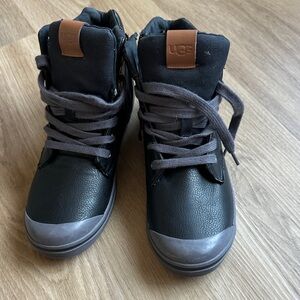 UGG Kids Black and Gray High-Top Sneakers with Brown Logo Tab